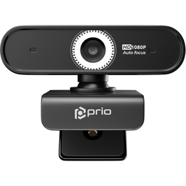 Prio Full HD 1080P Autofokus Webcam schwarz (2.07 Mpx), Webcam, Schwarz