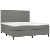 vidaXL Boxspringbett mit Matratze Dunkelgrau 180x200 cm Stoff