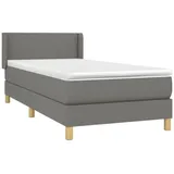 vidaXL Boxspringbett mit Matratze Dunkelgrau 90x200 cm Stoff