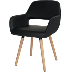 Mendler Esszimmerstuhl HWC-A50 II, Stuhl Küchenstuhl, Retro 50er Jahre Design ~ Kunstleder, schwarz, helle Beine