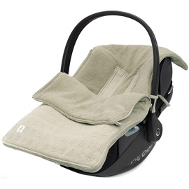 Jollein Fußsack Grain Knit Olive Green - Für Babyschale Kinderautositz Gruppe 0+ und Kinderwagen - Für 3- und 5-Punkt-Gurt
