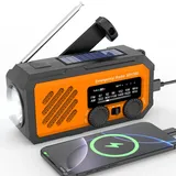 Notfallradio 2000mAh tragbar: AM/FM/Solar & Handgenerator, LED-Taschenlampe, Wetterband, Powerbank-Funktion & SOS-Signal – ideal für Outdoor und Zuhause.