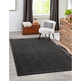 merinos the carpet Grande Moderner Flauschiger Dichter Kurzflor Wohnzimmer Teppich, Supersoft Feeling, Melange Effekt, Eleganter Glanz, Anthrazit, 80 x 150 cm