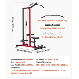 Vevor Latzugstation 2-in-1 Schwarz/Rot ca. 227 kg