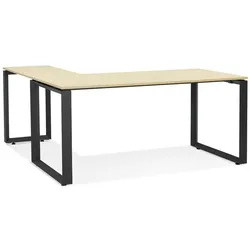 Kadima Design Eckschreibtisch L-Form | 170x160 cm | Design große Arbeitsfläche Büro | beige-schwarz | Schreibtisch