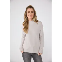Stehkragenpullover LIEBLINGSSTÜCK "NeeleEP", Damen, Gr. 48, beige, Strick, Obermaterial: 100% Baumwolle, unifarben, clean, modisch, Basic hüftlang, Langarm eingesetzt Bündchen, Pullover, mit Perlmuster