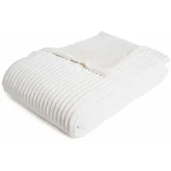 Wohndecke GÖZZE "Cordoptik", beige (creme), B:150cm L:200cm, Kunstfaser, Wohndecken, mit Glanzeffekt, Kuscheldecke