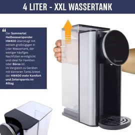 sommertal HW400 Heißwasserspender Businessline, XXL Version mit abnehmbaren 4L Tank, instant heißes Wasser 45-100°C, Touchdisplay, Babynahrung