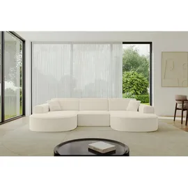 altdecor Wohnlandschaft MARI-U1 - 303x171x79 cm, Beige Bouclé