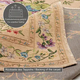THEKO Flachwebteppich, Beige, Textil, Floral, Rechteckig, 60x90 cm, für Fußbodenheizung geeignet, Teppiche & Böden, Teppiche, Flachgewebe-Teppiche