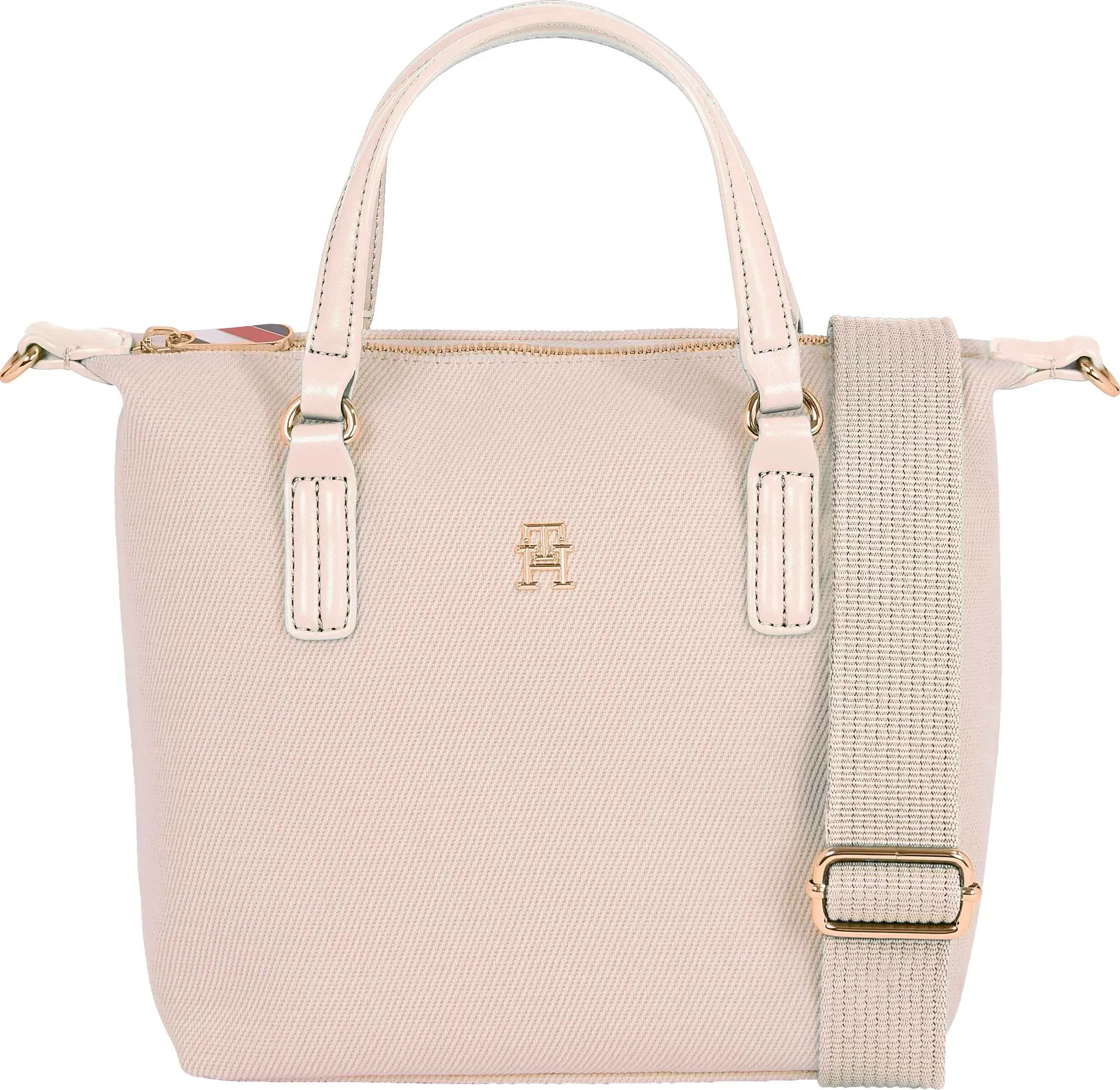 Henkeltasche TOMMY HILFIGER "POPPY CANVAS SMALL TOTE" Gr. B/H/T: 22 cm x 24 cm x 14 cm, pink (whimsy pink) Damen Taschen Handtaschen