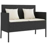 furnicato Gartenbank mit Kissen Schwarz Poly Rattan (1-St) schwarz