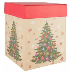 Geschenkbox Weihnachten Tannenbaum mehrfarbig 18x18x22,5cm Geschenkverpackung