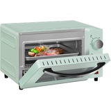 Minibackofen 10L Backofen 650W 100-230 °C Timer für Pizza Kuchen Brot Grün