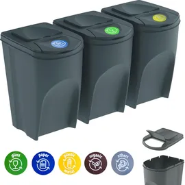 Prosperplast Sortibox Mülleimer 105 l Grau