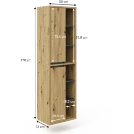 Vicco Viola Hochschrank 50 x 170 cm Artisan-Eiche