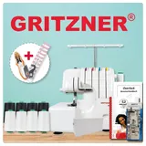 Gritzner - Kayser GRITZNER 788 Overlock Neue Version 2025 mit Fadenabschneider + LED Beleuchtung Black&White Edition mit Fadenschere und Overlockgarn