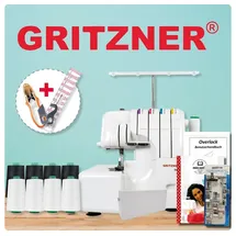 Gritzner - Kayser GRITZNER 788 Overlock Neue Version 2025 mit Fadenabschneider + LED Beleuchtung Black&White Edition mit Fadenschere und Overlockgarn
