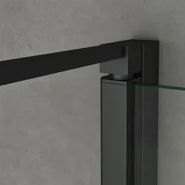doporro Ravenna66 Eck-Duschkabine mit Drehtür rechts 90 x 75 cm Schwarz Sicherheitsglas