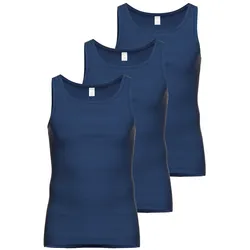AMMANN Herren Unterhemd 3er Pack - Jeans, Verlängerter Rücken, Baumwollmischung Dunkelblau L
