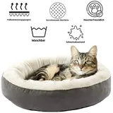 Jungengel Katzenliege Katzenbett Katzenkissen 55cm Grau Rot weich kuschelig Haustierbett, Extra Soft, Waschbar bis 30°C, Großzügig gefüllt grau