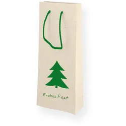 Nette 25 Geschenktaschen für Flaschen aus Graspapier "Frohes Fest" 15+8x37cm