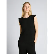 Tom Tailor Denim Damen Top in Crinkle-Optik, Black, M