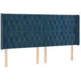 vidaXL Kopfteil mit Ohren Dunkelblau 203x16x118/128 cm Samt