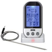ThreeH Drahtloses digitales Fleischthermometer Sofortlesbares Lebensmittelkochthermometer mit Sonde für Küche BBQ Grillofen Grau