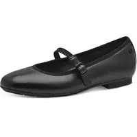 TAMARIS Comfort Damen Ballerinas aus Leder mit Klettverschluss, Schwarz