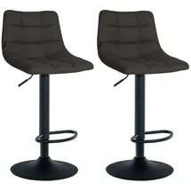 CLP Barhocker Jerry 2er Set höhenverstellbar drehbar 360° Stoff dunkelgrau/schwarz