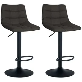 CLP Barhocker Jerry 2er Set höhenverstellbar drehbar 360° Stoff dunkelgrau/schwarz