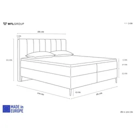 WFL GROUP Boxspringbett 180 x 200 cm H4 Hellgrau