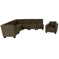Mendler Modular Sofa-System Couch-Garnitur Lyon 6-1, Stoff/Textil ~ braun