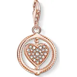 Thomas Sabo Charm-Anhänger, Sterlingsilber, vergoldet, Zirkonia, Herz roségold