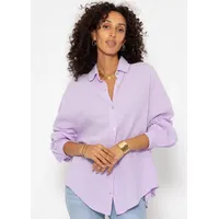 SASSYCLASSY Longbluse Oversize Musselin Bluse Damen kurz Langarm Elegant Hemdbluse lang aus Baumwolle mit V-Ausschnitt, One Size (Gr. 36-48) beige