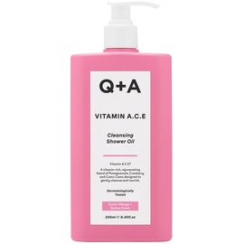 Q+A Vitamin A.C.E. Reinigungs-Duschöl, für eine reichhaltige und nährende Reinigung entwickelt und wirkt auf die Haut beruhigend und verjüngend, 250ml