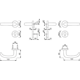 HOPPE FS-Garnitur San Fran.FS-E1301/42H/42HS VA F69 D/D TS 40-65mm PZ rd.DIN L/R