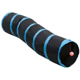 vidaXL Katzentunnel in S-Form Schwarz und Blau 122 cm Polyester