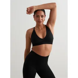 Damen Yoga Sport-BH Cross Back Nahtlos Schwarz SCHWARZ S