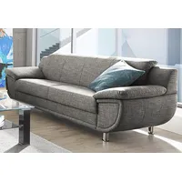 3-Sitzer TRENDMANUFAKTUR "Rondo, Breite 207 cm, breite Armlehnen, Füße chromfarben" Sofas Gr. B/H/T: 207cm x 85cm x 94cm, Struktur CORBIN, Mit Federkern, beige (beige-braun) Big-Sofa wahlweise mit Federkern, in verschiedenen Bezügen bestellbar