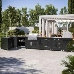 Oviala Business Outdoor-Küche Ecke 7 Elemente, davon 3 Koch-/Spülmodule