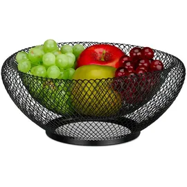 Relaxdays Obstschale Metall Schwarz 10 x 25 cm