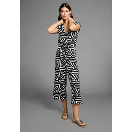 LAURA SCOTT LAURA SCOTT, Damen, Gr. 46, N-Gr, schwarz (schwarz, gemustert), Single Jersey, Obermaterial: 95% Viskose, 5% Elasthan, gemustert, figurbetont ca. Mitte Wade, V-Ausschnitt, Overalls Jumpsuit, mit V-Ausschnitt