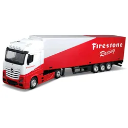 Bburago 18-31460 StreetFire - Modelltruck - Mercedes Actros mit Auflieger Firestone (Maßstab 1:43)
