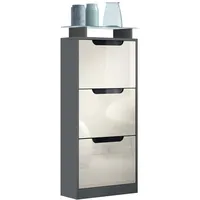 Vladon Schuhschrank, Creme, Holzwerkstoff, 46x128x23 cm, Garderobe, Schuhaufbewahrung, Schuhkipper