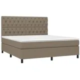 vidaXL Boxspringbett mit Matratze Taupe 160x200 cm Stoff