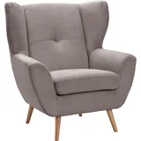 exxpo - sofa fashion Sessel »ALVESTA, Ohrensessel, Loungesessel mit hohem Sitzkomfort«, gemütliche Rückenlehne, mit Knopfheftung und hohen Holzfüßen, in Cord