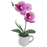 Kunstblume Kunstblume pink Orchidee im Topf Leilani Orchidee, NTK-Collection, Höhe 27 cm, Kunstpflanze Dekoration rosa