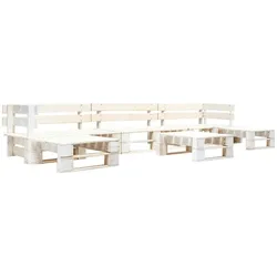 vidaXL 6-tlg. Garten-Paletten-Sofagarnitur Holz Weiß